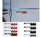 2 pegatinas con emblema para guardabarros lateral de coche, ABS BITURBO 700, 800 y 900, para Clase G G700, G800, G900, W463, W205, W210, W212, CLK, GLA y SLS. BITURBO 700 rojo/plata