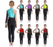 Traje de baile de ballet de manga larga con un hombro al descubierto para niñas, traje de entrenamiento de cuerpo completo, monos de gimnasia, disfraz de patinaje artístico 13-14 Years rojo