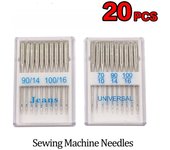 20 unids/set agujas para máquinas de coser plateadas cabezal de punta esférica 70/10 90/14 100/16 Jeans y agujas de coser de acero inoxidable para el hogar en General