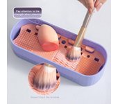 Caja de almacenaje para brochas de maquillaje, organizador de almacenamiento de brochas portátil, lavadora de brochas cosméticas, lápiz de cejas, herramientas de maquillaje
