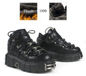 Zapatos de mujer estilo punk con plataforma y cordones y tacón, botas de rock para mujer, zapatillas deportivas con decoración de metal para mujer 44