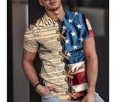 Camiseta de verano para hombre, camisetas cortas con estampado 3D a la moda, camiseta informal con bandera americana, camisas de manga Harajuku, camiseta de gran tamaño, ropa de calle XL