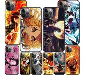 Anime Demon Slayer Case para Apple Iphone 14 11 13 12 Pro Max Xr 7 8 + Se 2020 Xs 6 6s Plus 5 5s Cubierta de teléfono de silicona negra Shell iPhone 14 Plus