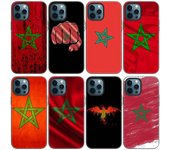 Funda con escudo de armas y bandera de Marruecos para Apple iPhone 14, 13, 12 Mini, 11 Pro Max, 7, 8, XR, X, XS, 7, 8 Plus, SE 2020, 2022, color negro iPhone 14
