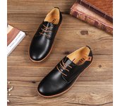 Zapatillas Casuales de Cuero con Cordones de Estilo Coreano Moderno para Hombre de Talla Grande 47 azul