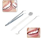 Juego de sonda de instrumento Dental profesional de acero inoxidable, espejo de boca Dental para dentista y escalador de hoz, Kit de limpieza higiénica, 3 uds.