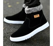 Botines de hombre, zapatos casuales gruesos y cálidos de invierno para hombre, botas de nieve antideslizantes, zapatos vulcanizados de caña alta, zapatos de algodón peludo 38 negro