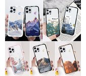 Funda de teléfono Snow Mountain Sunset para iPhone 14 13 12 11 Pro Xs Max Xr X Se 2022 2020 8 7 6 6s Plus Funda de TPU suave a prueba de golpes For iPhone 11Pro Max