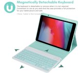 Teclado inalámbrico BT USB con funda protectora de cuero PU para tableta compatible con iPad verde