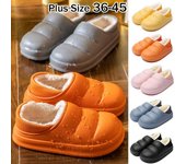 Zapatillas de invierno para hombre y mujer, zapatillas impermeables de EVA, zapatos de algodón de felpa suaves y cálidos, zapatillas de tacón para el pie, calzado para interiores y hogares 36-37 negro