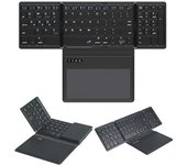 Teclado inalámbrico triple con panel táctil, portátil, recargable, plegable, teléfono, tableta, ordenador, teclado compatible con Bluetooth para ventana