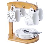 Soporte para escurridor de tazas de árbol - Soporte para tazas de café con escurridor para mesa de cocina amarillo
