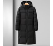 Chaqueta de plumas para hombre y mujer, estilo coreano, informal, con capucha, larga hasta la rodilla, gruesa y moderna. S negro