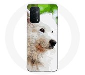 Coque pour Oppo A74 5G Chien Samoyède Blanc