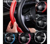 Protector Universal de cuero y fibra de carbono para volante de coche, cubierta de refuerzo de rueda de PVC de cuero de microfibra 1K, antideslizante, 1 par M negro