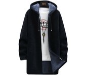 Gabardinas para hombre Chaquetas Parka de forro polar Cárdigan con capucha de manga larga Chaqueta de abrigo larga informal cálida de punto M gris oscuro