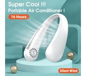 2023 Ventilador de cuello portátil Mini ventilador de carga USB sin aspas Deportes silenciosos Ventilador ajustable de 3 velocidades para deportes al aire libre de verano en casa con enfriamiento rápido blanco