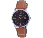 Reloj Casio de cuarzo analógico de acero inoxidable con esfera granate MTP-V002L-5B3 MTPV002L-5 para hombre frambuesa