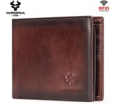 Humerpaul Cartera de hombre Cartera de cuero Tarjetero delgado negro