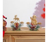 Candelabro de hierro con forma de estrella y copo de nieve navideño, candelabro dorado de Navidad, adornos de mesa para Año Nuevo