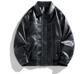 Nueva chaqueta de cuero con solapa retro americana de otoño para hombre, chaqueta informal de pareja Maillard, abrigo superior M