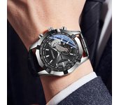 Relojes de cuarzo para hombre con esfera grande, relojes de pulsera de marca de estilo moderno, los mejores regalos, relojes para esposo, familia y amigos negro