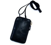 Bolso de hombro AGILITY affa para smartphone, bolso de hombro para smartphone, minibolso de hombro de piel auténtica,  Park Pochette  para hombre. negro