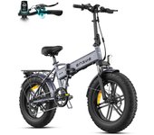 Bicicleta eléctrica ENGWE EP-2 PRO de 750 W | 48 V, 13 Ah + batería expandible | Autonomía de 120 km | Neumáticos de nieve de 20  | Frenos de disco mecánicos M gris
