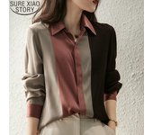 Blusas elegantes vintage de manga larga para mujer, otoño 2024, cuello polo de colores llamativos, camisa de trabajo holgada con botones, ropa informal 18146 M de orion