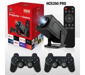 NUEVA HCS350 pro Quad core ARM Cortex-A53 Consolas de videojuegos retro Sistema Android12.0 Proyector inteligente portátil WIFI with EU Plug negro