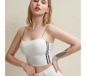 Moda Sexy tubo largo Top fino hombro Correa sujetador chica ropa interior estudiante chaleco One Size negro