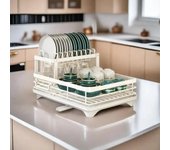 Escurridor de platos de acero inoxidable ajustable de 2 niveles para cocina, organizador de platos, cuenco, escurridor, estante de almacenamiento para utensilios de cocina