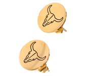Les Trésors De Lily [Q1030] - Pendientes de diseño de acero dorado 'Boho' (calavera de bisonte) - 11 mm oro