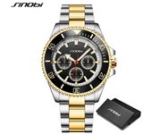 SINOBI Relojes de marca de lujo para hombre, relojes de pulsera de cuarzo originales a la moda, reloj de regalo masculino de acero inoxidable plata