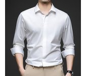 Camisa de manga larga con tapeta oscura de color sólido para hombre nueva de primavera y otoño, camisa fina informal de negocios, camisa elástica S