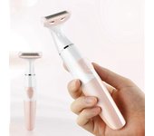 Máquina de afeitar para lugares íntimos para mujer, maquinilla de afeitar con pilas para mujer, depilación púbica para axilas, afeitado para zona del Bikini, recortador de zonas sexuales femeninas