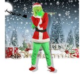Disfraz de Cosplay para mujer, gorro de Papá Noel, guante, cinturón, ropa, pantalón, máscara, zapatos, conjunto de 7 piezas L rojo