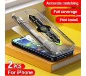 Protector de pantalla de cubierta completa a juego para iPhone 14, 13, 12, 11 Pro Max, XS, X, XR, vidrio templado, instalación rápida, 2 uds. iPhone X XS (11Pro) puro