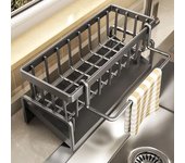 Escurridor de fregadero de acero inoxidable para cocina, soporte para grifo, escurridor de jabón, toallero, organizador de accesorios de cocina
