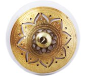 Les Trésors De Lily [A3123] - Pomo para mueble de cerámica 'Boho' blanco dorado - 60x40 mm oro