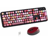 Configuración de teclado y ratón inalámbricos retro Mofi Sweet: Diseño ergonómico, 104 teclas, útil para juegos portátiles y tareas de oficina.