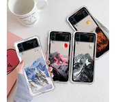 Funda de lujo con diseño retro de luna y montaña nevada para Samsung Galaxy Z Flip 3 4 5G, funda Z Flip3, carcasa rígida transparente para PC Samsung Z Flip4 5G