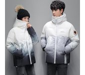 Chaqueta de plumón para parejas de invierno, chaquetas acolchadas con capucha y gradiente de plumón de pato blanco, Parkas gruesas y cálidas a prueba de viento a la moda para mujer S
