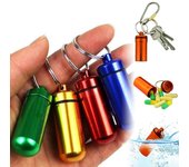 Mini llavero de aluminio impermeable portátil, caja de almacenamiento para tableta, soporte para botella púrpura
