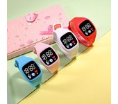 Reloj electrónico LED ajustable color caramelo correa de silicona suave cuadrado astronauta dial niños estudiantes casual deportes reloj de pulsera digital regalo de cumpleaños color rosa