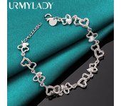 Pulsera de cadena de corazón de plata esterlina 925 para mujer, joyería de moda para bodas, compromisos y fiestas 20cm