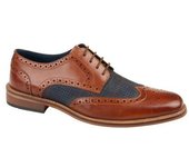 Zapatos brogue de cuero a cuadros para hombre Roamers 10 UK bronceado