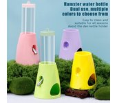 Refugio creativo para hámster, soporte multiusos para hervidor, base dispensadora de agua con forma de bola, soporte delicado para botellas de agua, soporte para suministros para mascotas azul