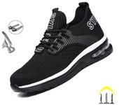 Zapatillas de trabajo, zapatos con punta de acero, amortiguación de aire, botas de trabajo de seguridad para hombres a prueba de perforaciones, calzado masculino indestructible, seguridad, ligero 39