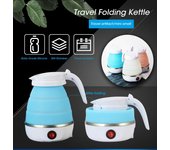 Calentador de agua portátil plegable, tetera eléctrica de 600 ml, 110 V, 220 V, para viajes, hogar, tetera, hervidor de agua, envío gratuito EU azul